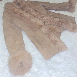 Sheep skin wool jacket tan women’s Small S